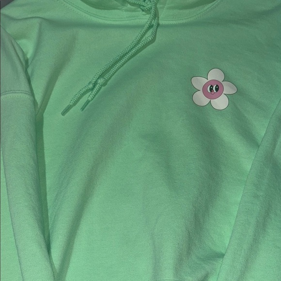 Gildan Light Green Hoodie with Floral Accent - Picture 12 of 16